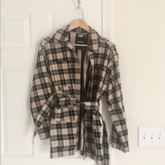 NWOT Monki Check Pattern Tie Jacket - Picture 5 of 7